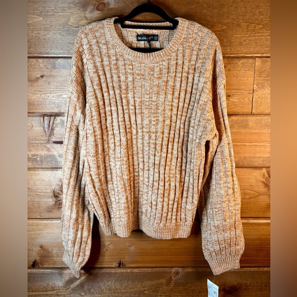 Oversized Rust & Cream Ribbed Cable Knit Sweater - Picture 1 of 5